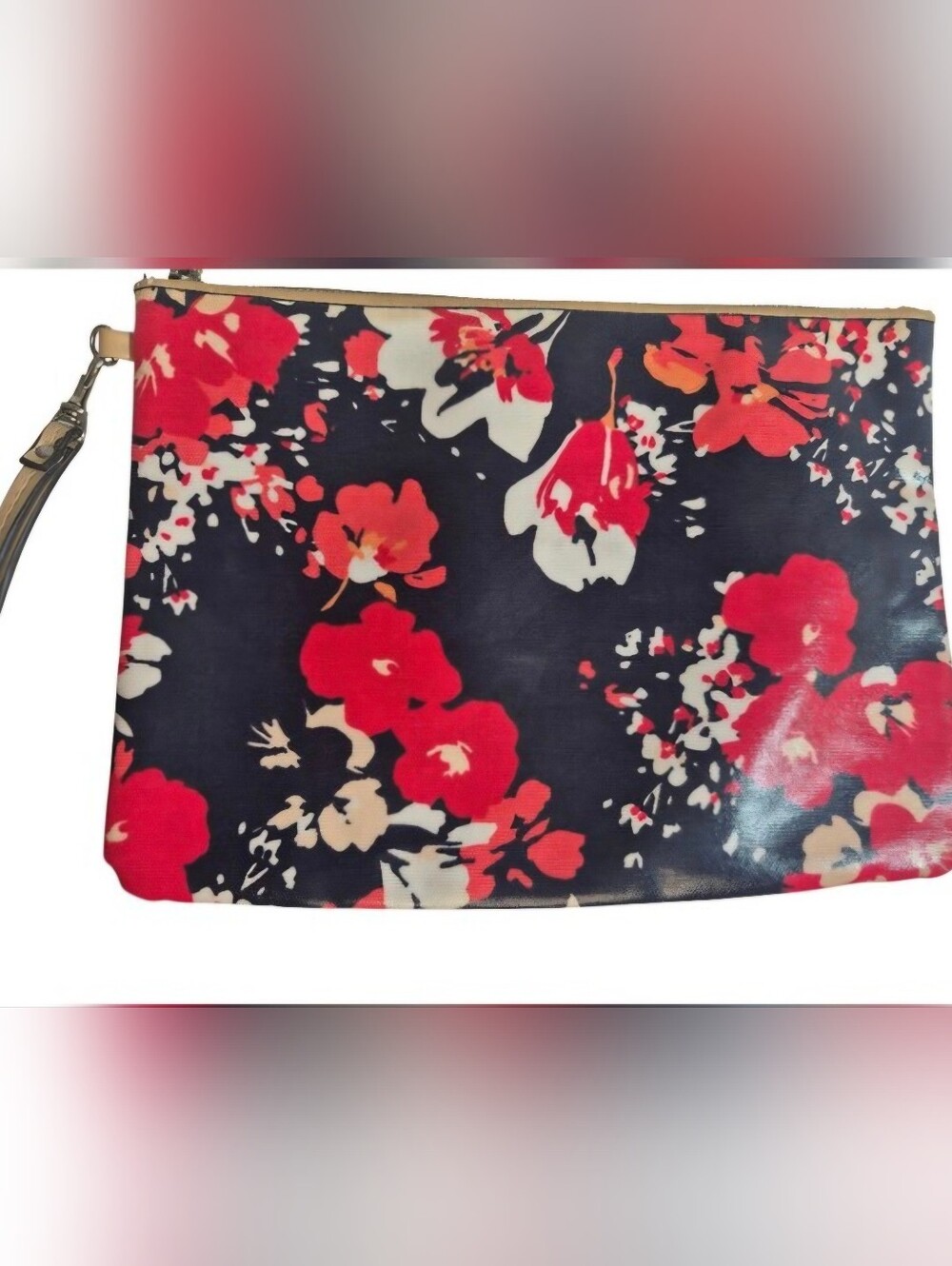 Merona Covered Canvas Floral Wristlet Clutch Minor Flaws